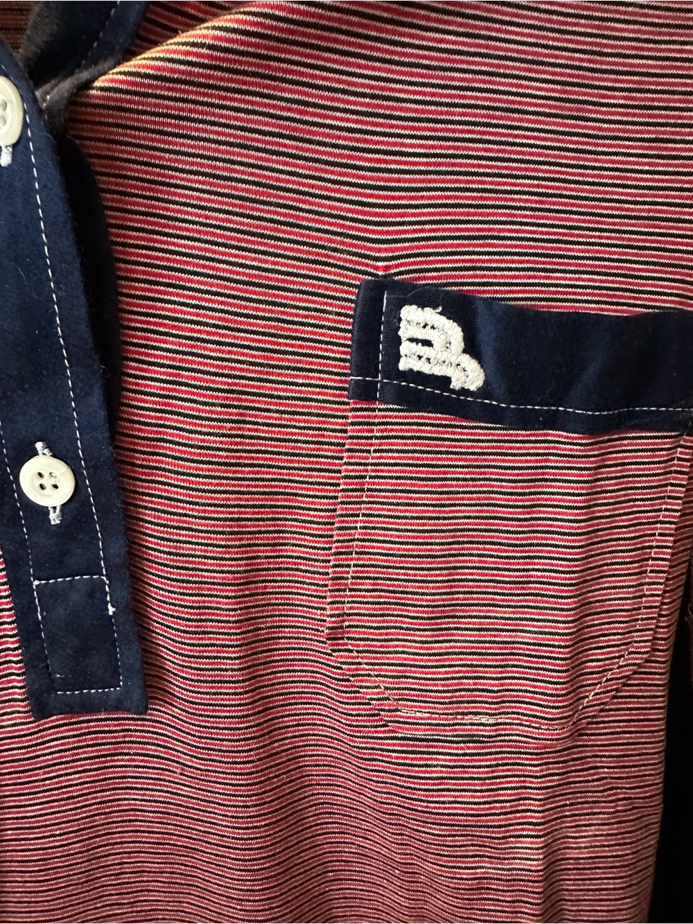 Vintage Bally International Striped Polo Shirt Red Navy Size small - Picture 4 of 7